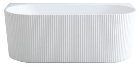 1500*750*580mm Matt White Ceto Bari Groove Oval Freestanding Back To Wall Bathtub No Overflow Plug & Waste Not Included