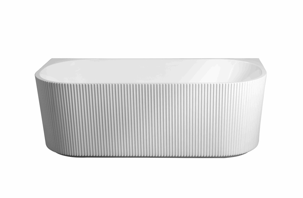 1500*750*590mm Rose Fluted Freestanding Back To Wall Matt White Bathtub