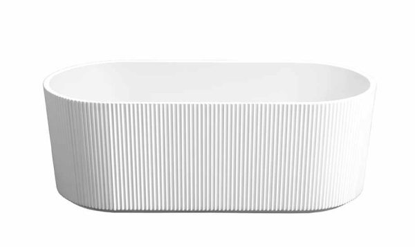 1500*750*590mm Rose Freestanding Fluted V-Groove Matt White Bathtub