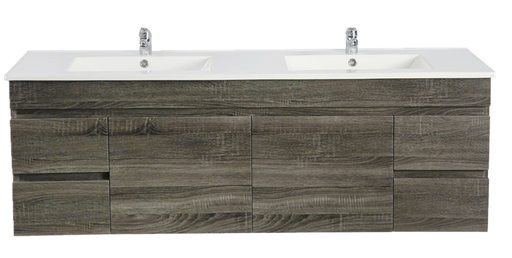 1500mm Dark Grey MDF Wall Hung Bathroom Vanity Cabinet PVC Vacuum Filmed