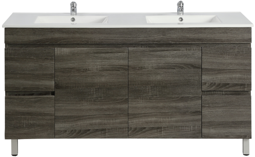 1500mm Dark Grey MDF Freestanding Bathroom Vanity Cabinet PVC Vacuum Filmed