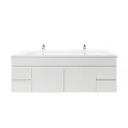 1500Lx830Hx450Dmm Gloss White 2PAC PVC 4S/DW 2M/DR Wall Hung Vanity
