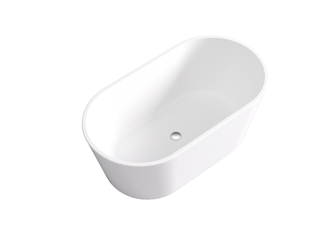 1500X800X600mm Gloss White Agena Acylic Free Standing Bathtub No Overflow,Chrome Waste And Pipe Included