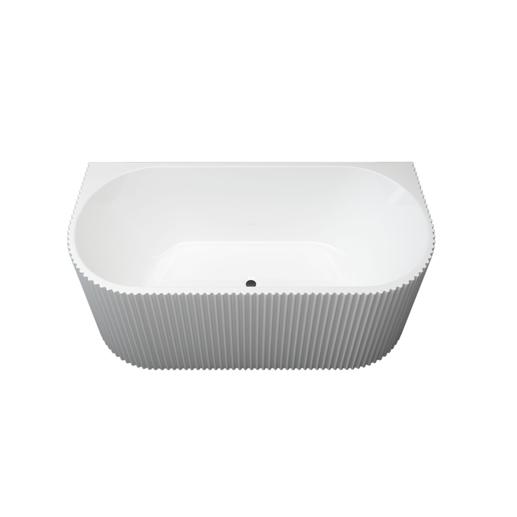 [75130/KBT1500-BTW] 1500mm Kiama Grooved Gloss White Back to Wall Bathtub