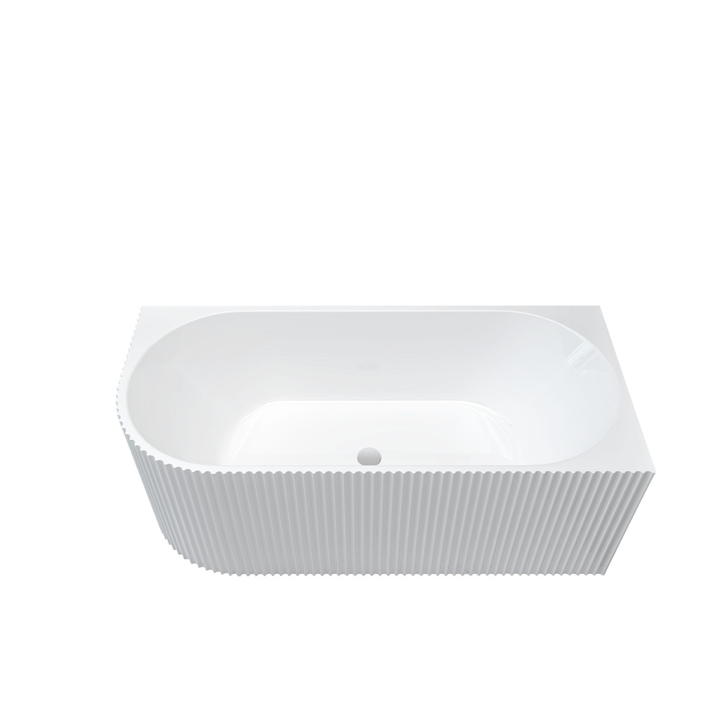 1500mm Kiama Grooved Gloss White Right Corner Fit Bathtub