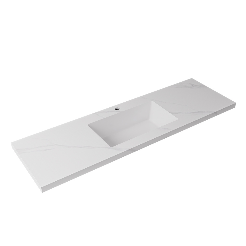 [56763] 1500x460x190mm Carrara White Sintered Stone Seamlessjoined With Fine Ceramic Basin