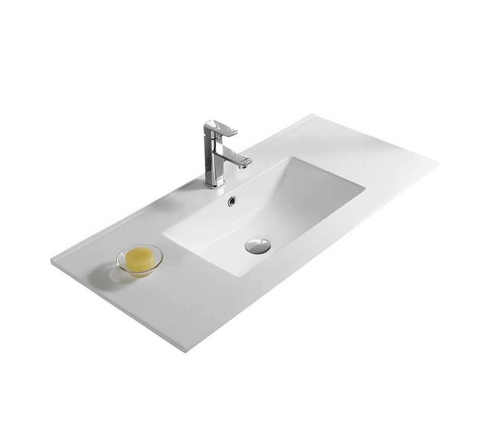 [56305] 1505*463*175mm Gloss White Crete Fine Ceramic Counter Top One Tap Hole Overflow,32mm Waste
