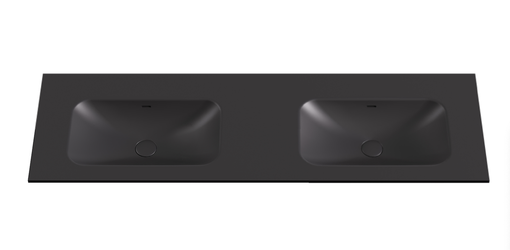 1505X465X145 Matte Black Chasey Solid Surface Stone Basin Double Bowl