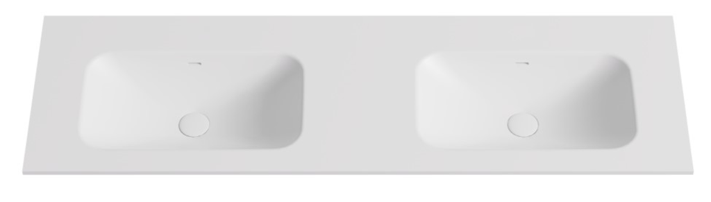 1505X465X145 Matte White Chasey Solid Surface Stone Basin Double Bowl