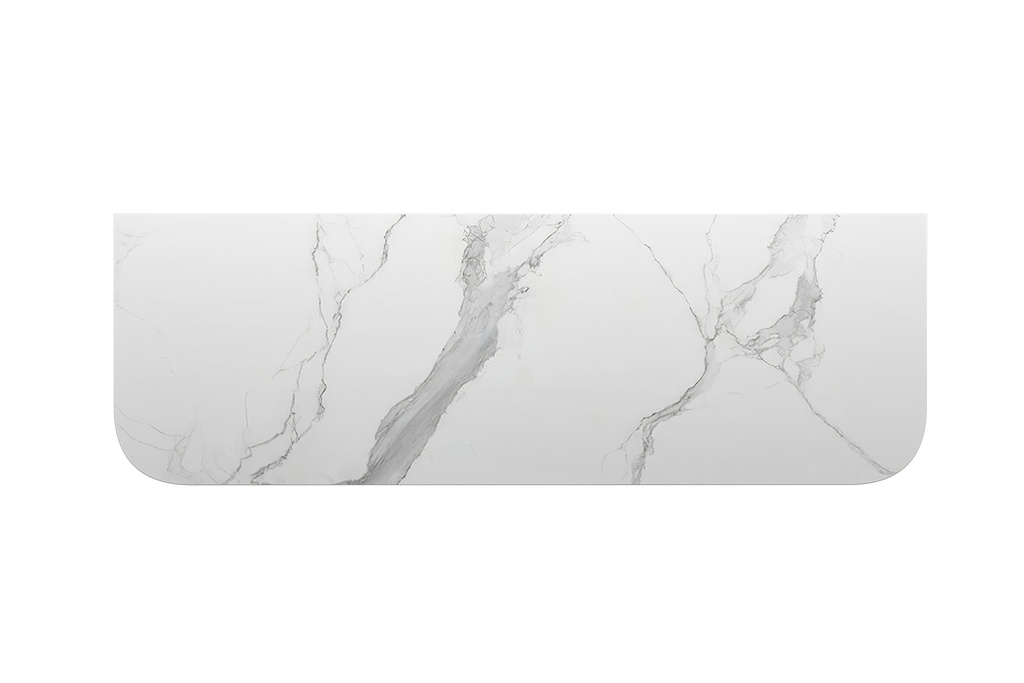 1508x503x15mm White Marble Look Sintered Stone Top Matte Finish Rounded Corner Benchtop