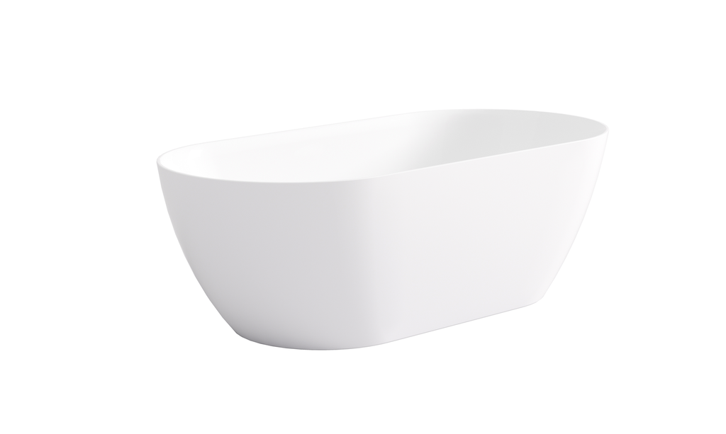 [55583] 1530*770*550mm Gloss White Ellips Slim Acrylic Freestanding Bathtub No Overflow Chrome Waste And Pipe Inlcuded