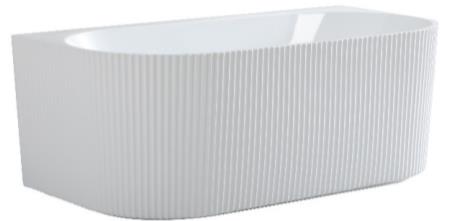 1700*800*580mm Gloss White Ceto Bari Groove Oval Freestanding Back To Wall Bathtub No Overflow Plug & Waste Not Included