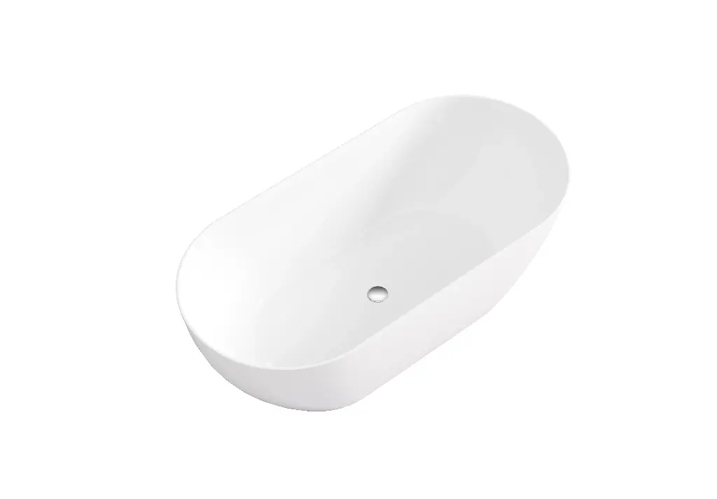 1700*805*550mm Gloss White Ellips Slim Acrylic Freestanding Bathtub No Overflow Chrome Waste And Pipe Inlcuded