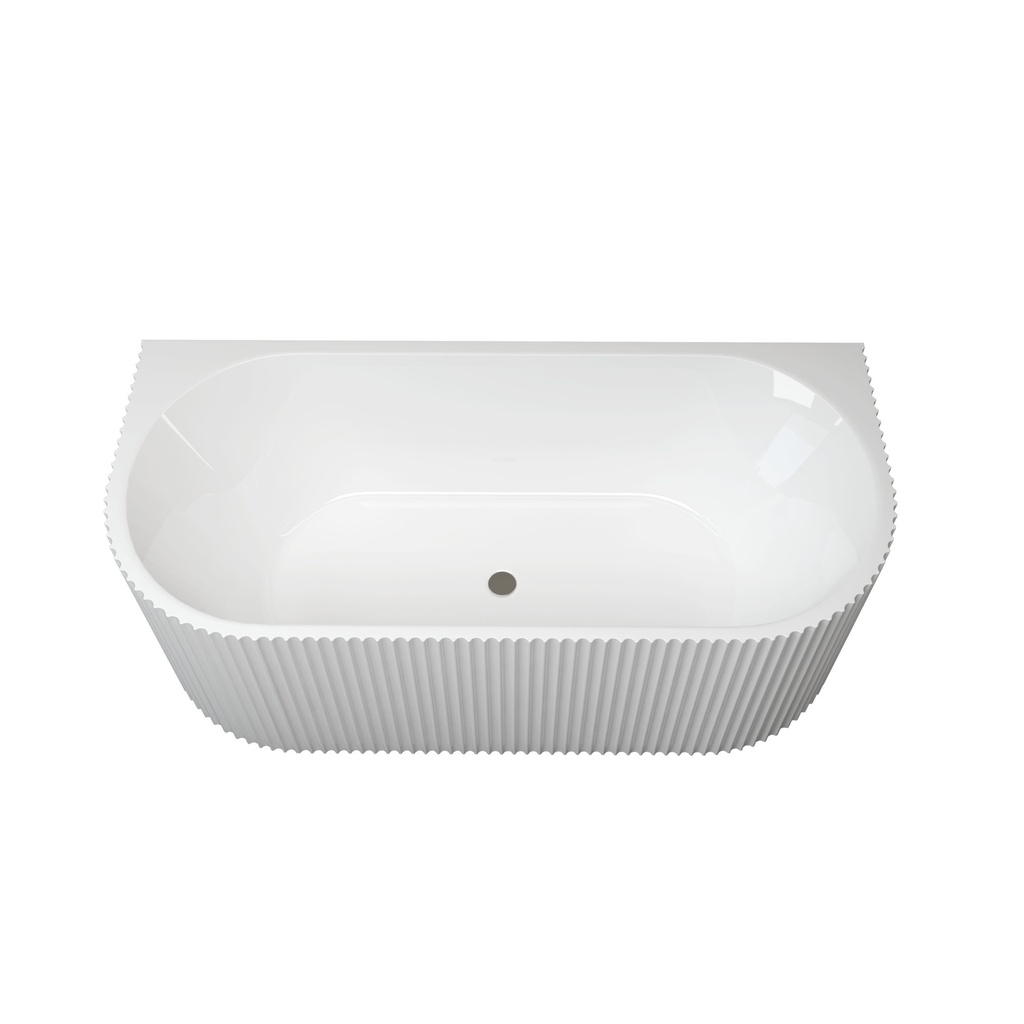 [75126/KBT1700-BTW] 1700mm Kiama Grooved Gloss White Back to Wall Bathtub
