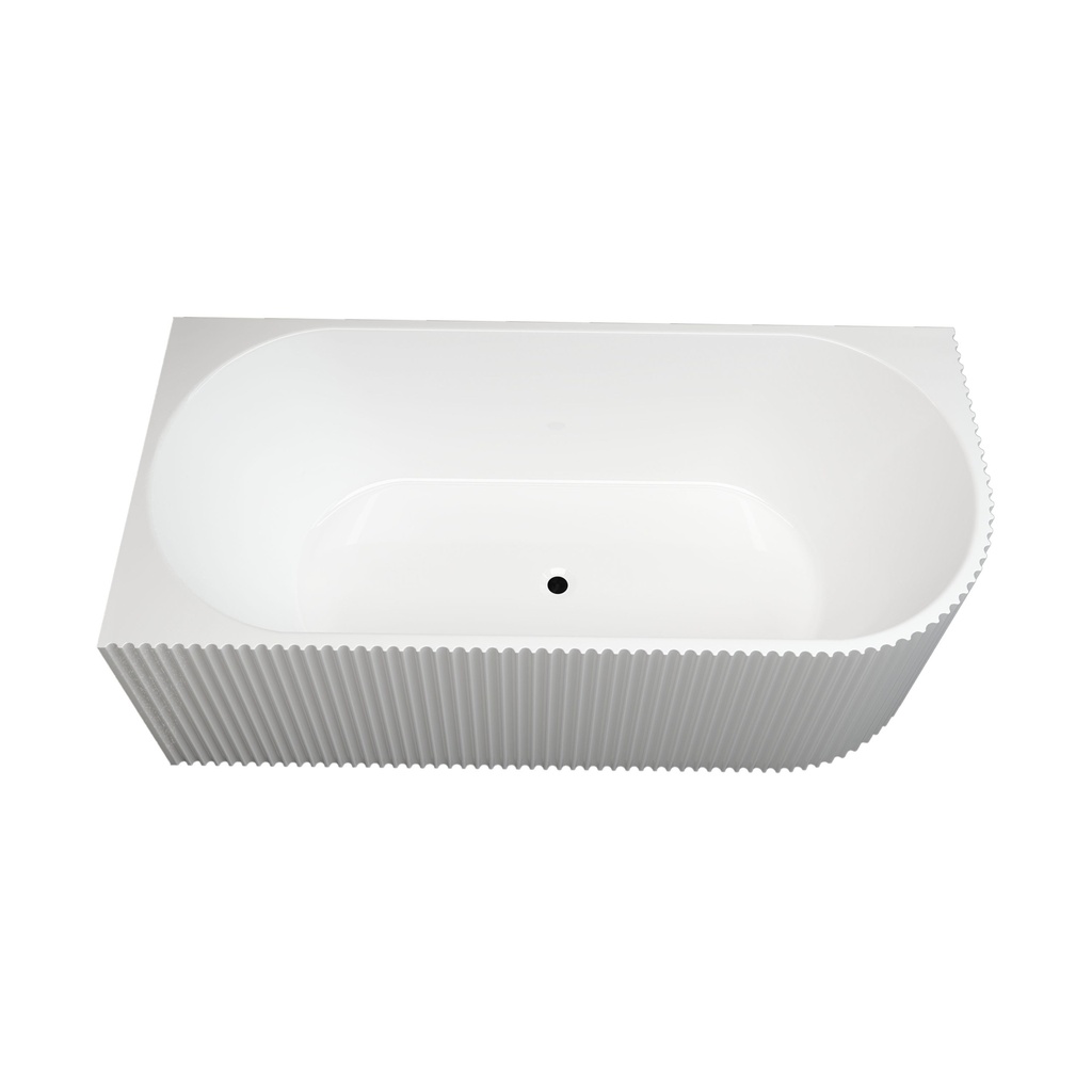 [75127/KBT1700-LC] 1700mm Kiama Grooved Gloss White Left Corner Fit Bathtub