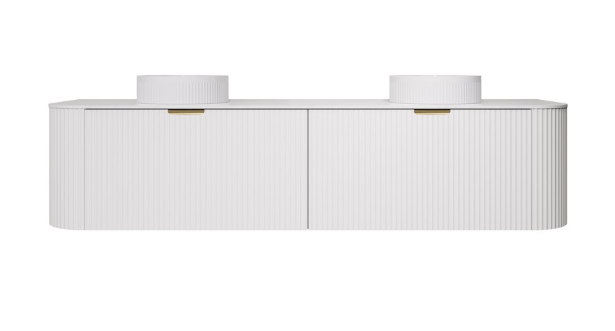 1790X455X470mm Matte White Agena Modern Fluted Wall Hung Vanity PVC Cabinet