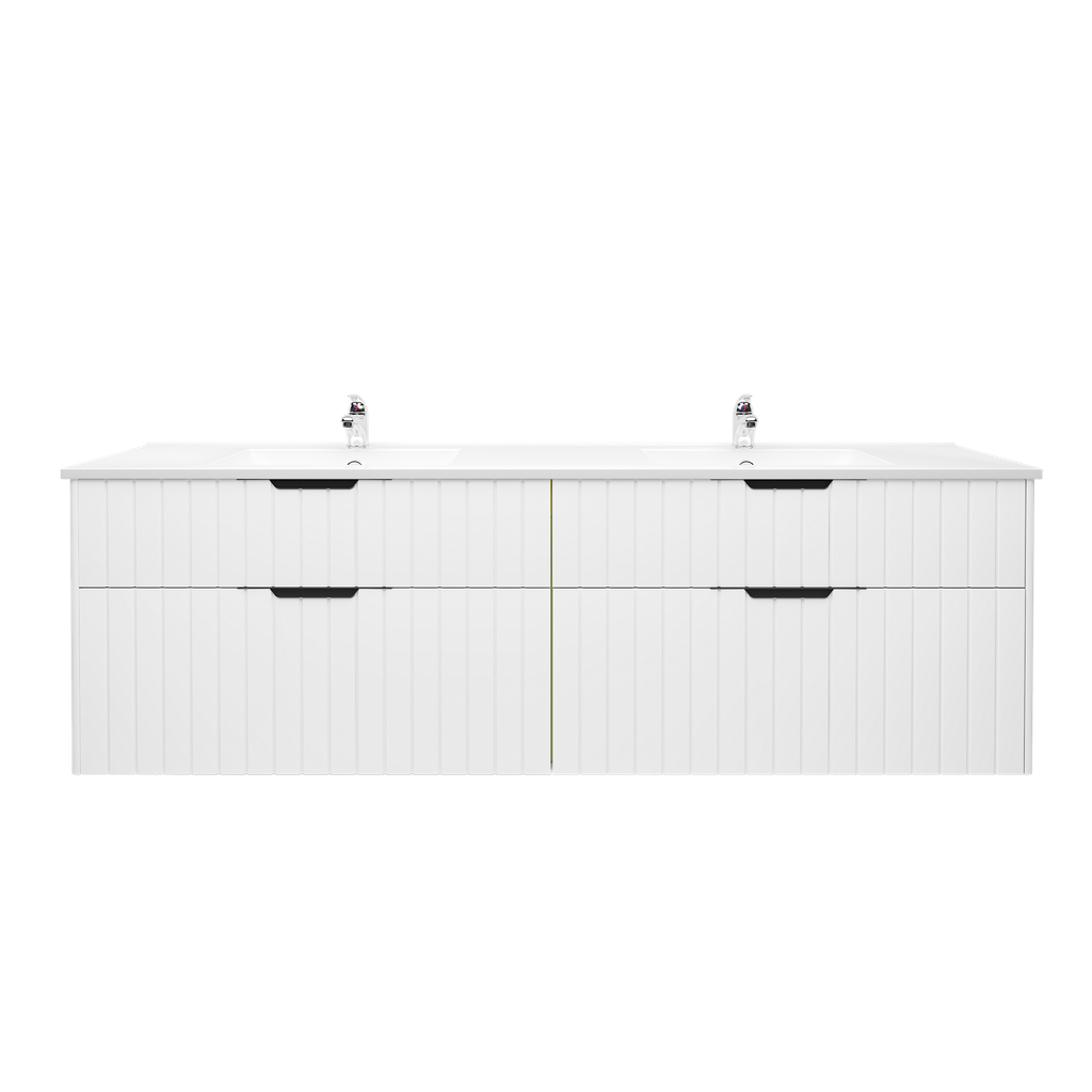 1800mm Aria Matte White  MDF Four Drawers Wall Hung Bathroom Vanity With Handle
