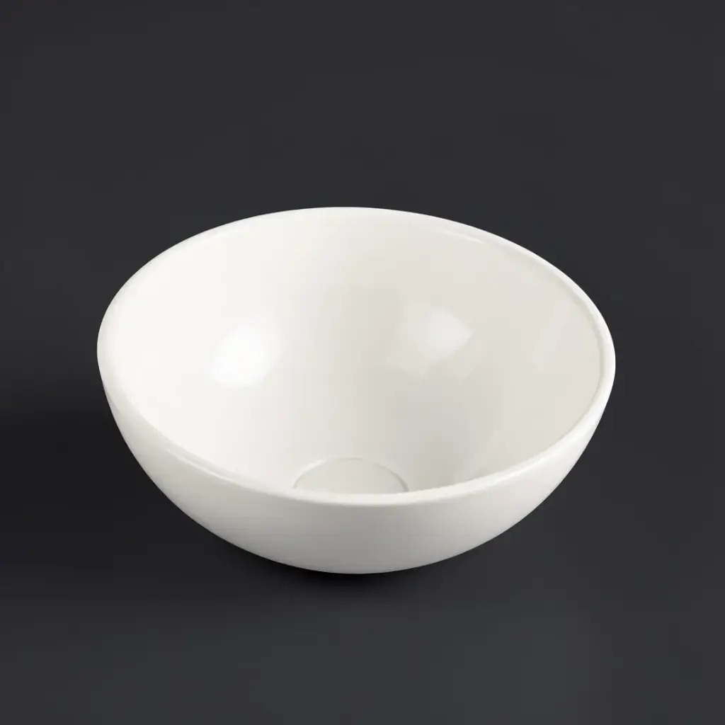 280*280*120mm Round Gloss White Ceramic Above Counter Basin Non-overflow