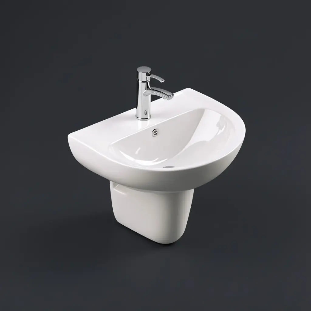 300*300*240mm Gloss White Carrida Fine Ceramic Wall Hung Basin Care Pedestal
