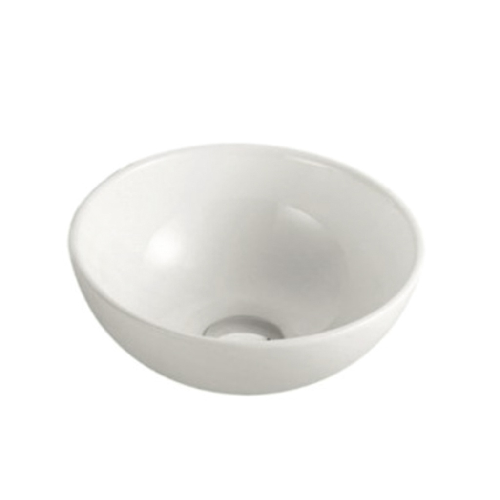 320*320*140mm Round Gloss White Ceramic Above Counter Basin Non-overflow