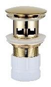 32mm Brass Pop Up Waste Mushroom Top Overflow Brush Gold
