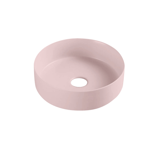 346*346*114mm Above Counter Basin Matte Pink Fine Ceramic Waste: 32mm Non Overflow