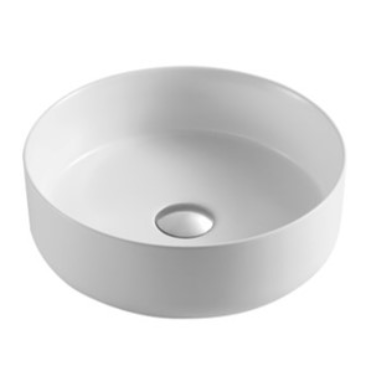 346*346*114mm Above Counter Basin Matte White Fine Ceramic Waste: 32mm Non Overflow