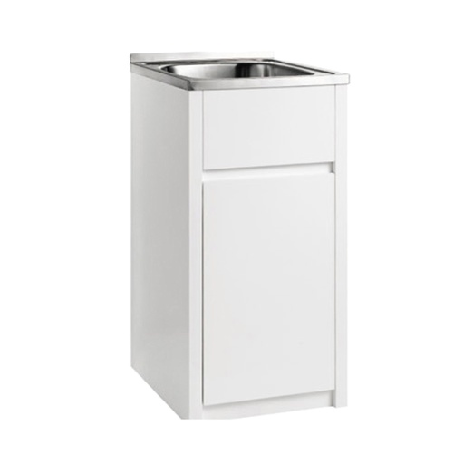35 Litres Stainless Laundry Sink with PVC cabinet Size: 454*555*890mm Laundry kits and waste are included Soft closing doors