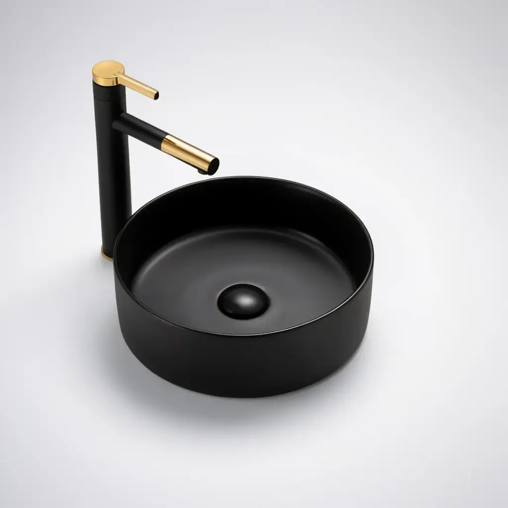 350*350*110mm Matte Black Olley Fine Ceramic Above Counter Basin No Overflow,32mm Waste