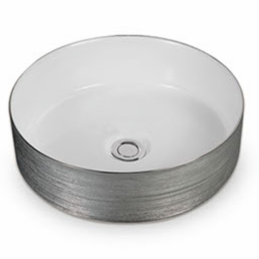 355*355*115mm Above Counter Gloss White inside, Silky Silver outside Waste: 32mm Overflow