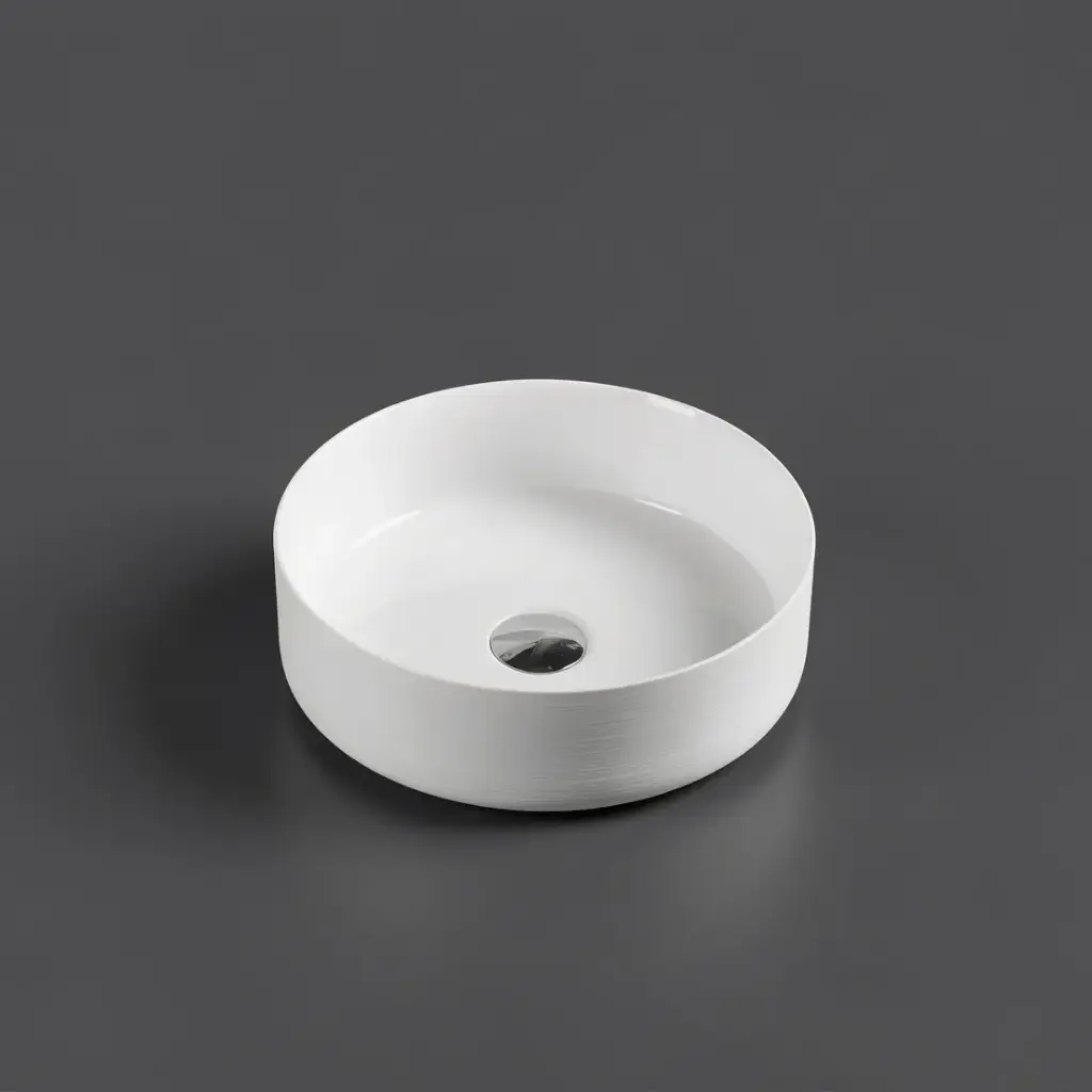 355*355*120mm Sasso PTouchline White Above Counter Round Basin