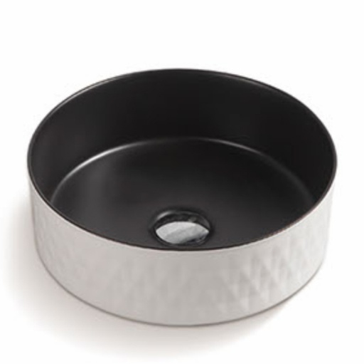 360*360*120mm Above Counter Matte black inside, matte White outside Waste: 32mm Non Overflow