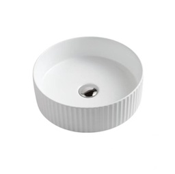 360*360*120mm Cora Above Counter Fluted Gloss White Circle Basin (New Arrival)