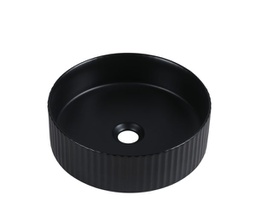 360*360*120mm Cora Above Counter Fluted Matt Black Circle Basin