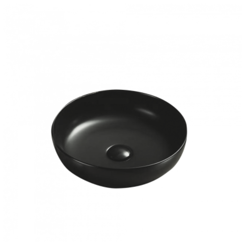 370*370*110mm Above Counter Basin Matte Black Fine Ceramic Waste:32mm Non Overflow