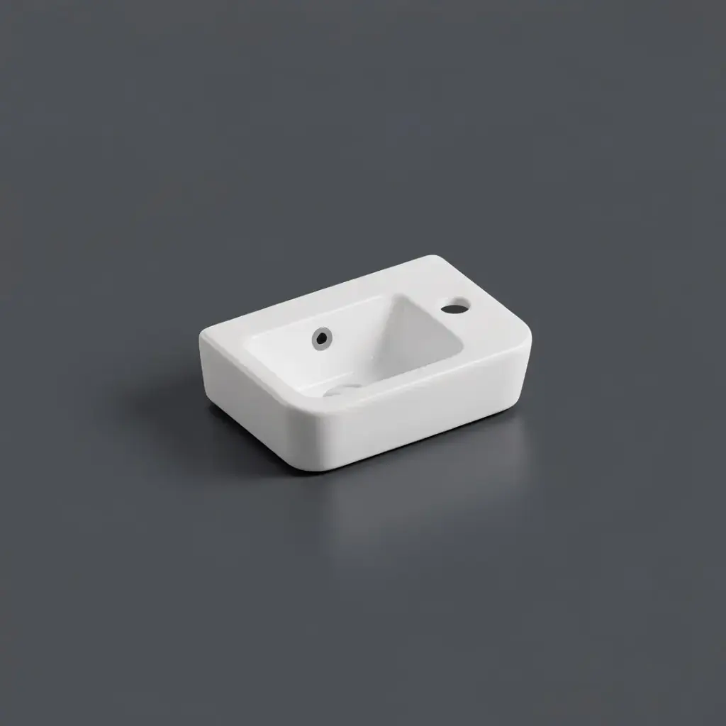 375*245*100mm Wall Hung Rectangular Basin With Right Side Mixer Hole