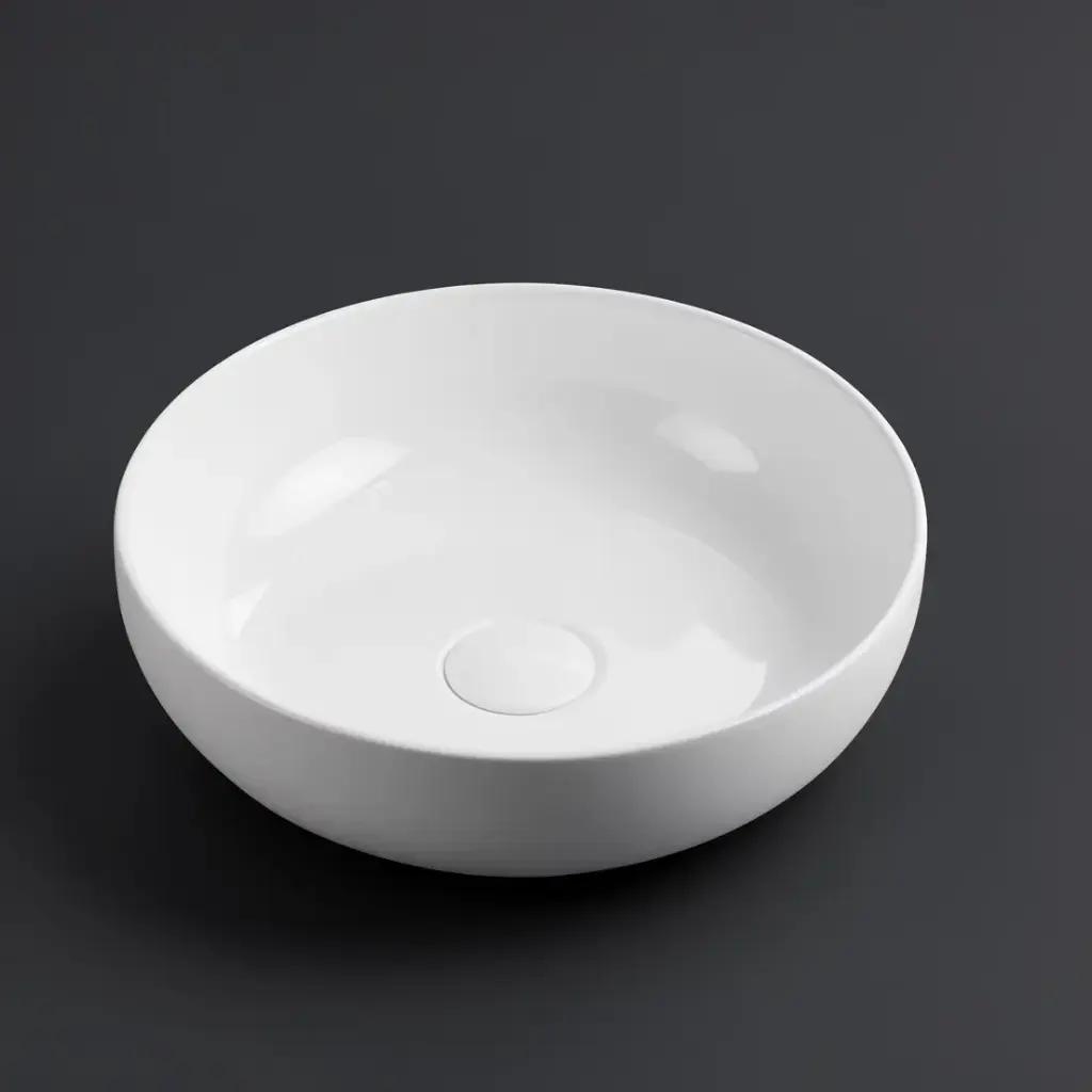 377*377*110mm Gloss White Oban Fine Ceramic Above Counter Basins No Overflow,32mm Waste