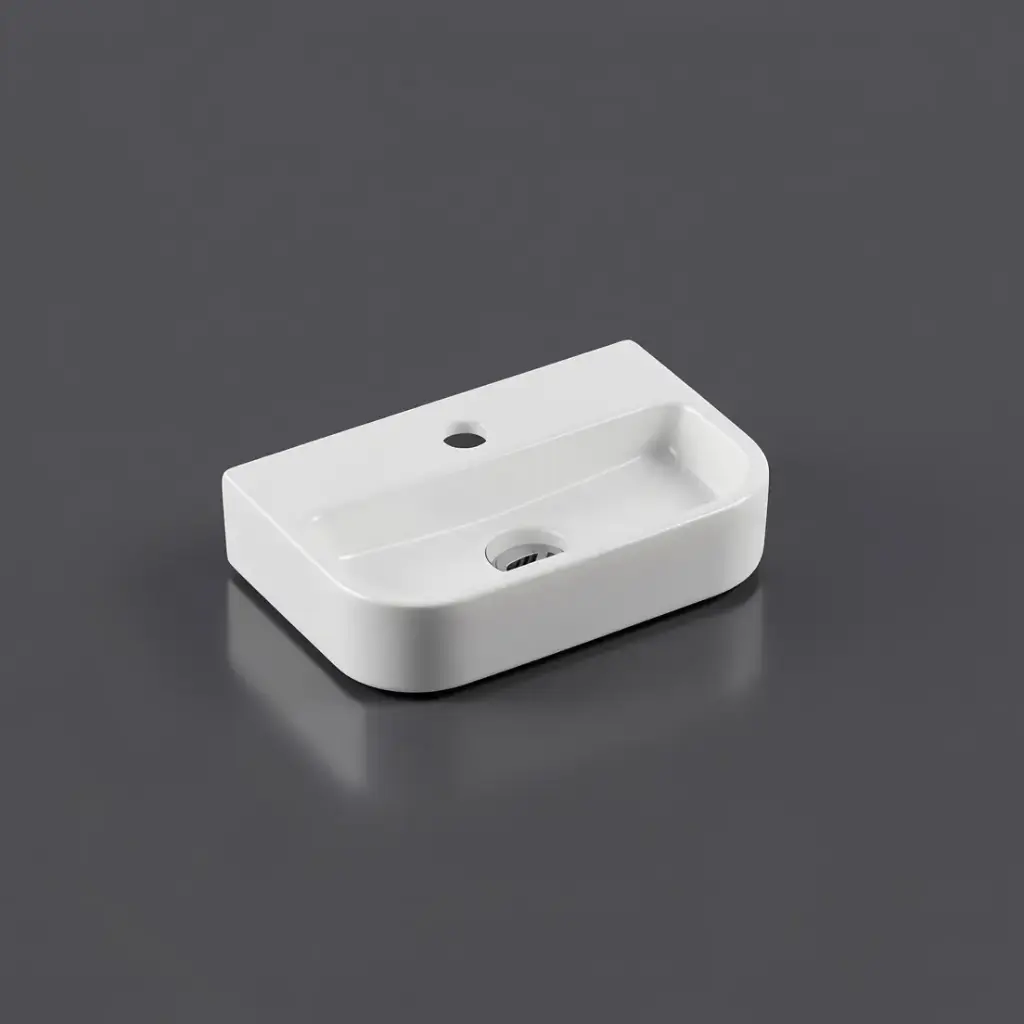 380*245*80mm Wall Hung Rectangular Basin With Mixer Hole