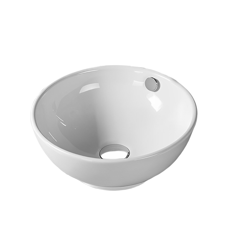 [55490] 380*380*155mm Gloss White Orbi Fine Ceramic Above Counter Basin Overflow,32mm Waste