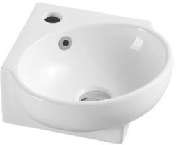 [50098] 390*365*130mm Wall Hung Compact Round Basin With Mixer Hole