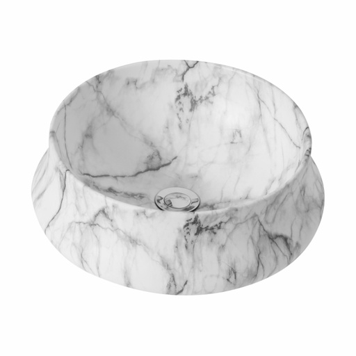 400*400*140mm Above Counter Basin Matte White Carrara Waste: 32mm Non Overflow