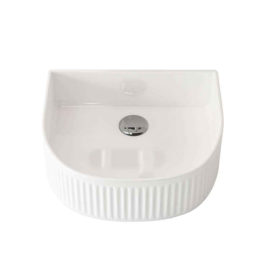 400x350x130mm Arch Fluted Gloss White Ceramic Art Basin Above Counter Basin