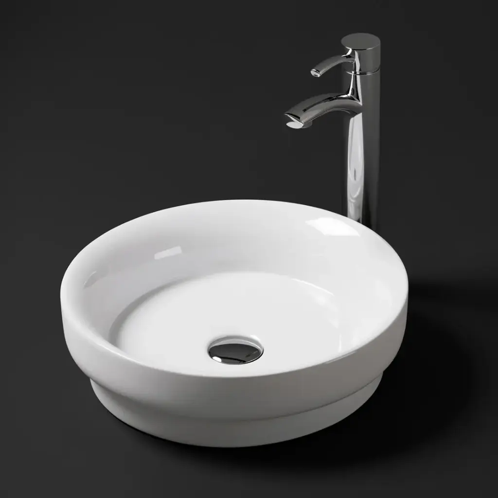 405*405*114mm Gloss White Olley Fine Ceramic Insert Art Basins No Overflow,32mm Waste