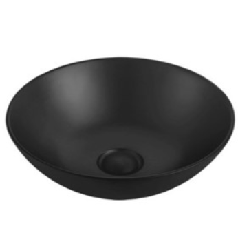 405*405*115mm Above Counter Basin Matte black Fine Ceramic Waste: 32mm Non Overflow