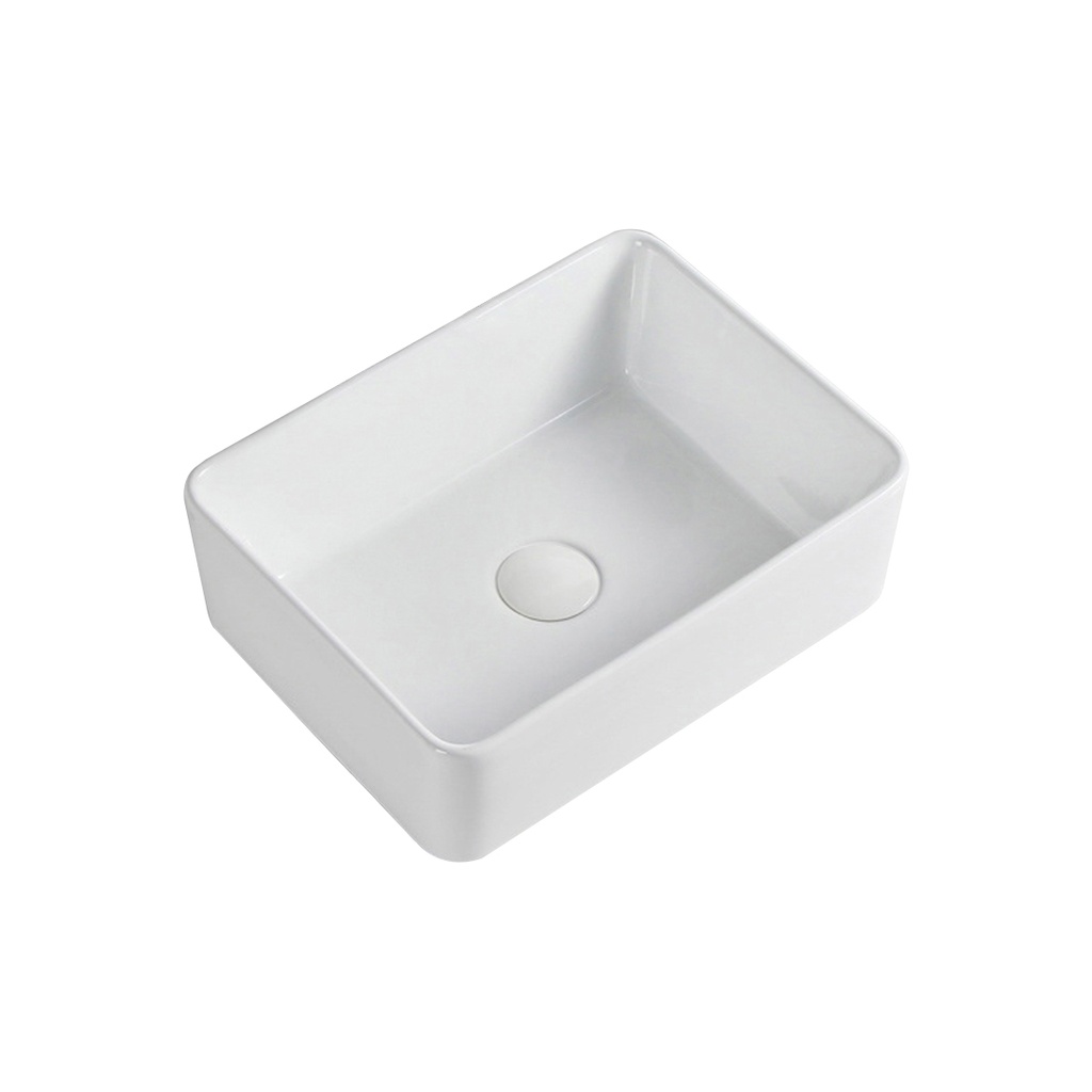 410*300*130mm Rectangle Gloss White Ceramic Above Counter Basin Non-overflow