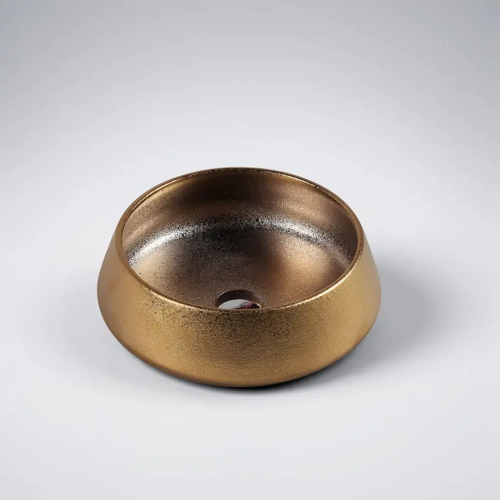 410*410*140mm Counter-Top Circular Art Gold Basin
