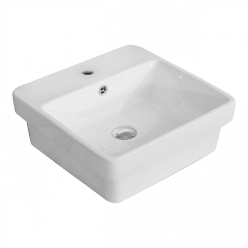 410*410*155mm Insert Basin with tap hole Gloss White Fine Ceramic Waste: 32mm Overflow