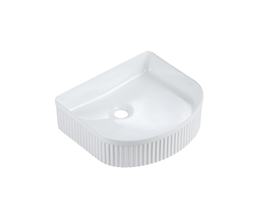 [50017] 415*365*120mm Cora Above Counter Fluted Gloss White Arch Basin