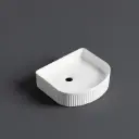 415*365*120mm Cora Above Counter Fluted Gloss White Arch Basin