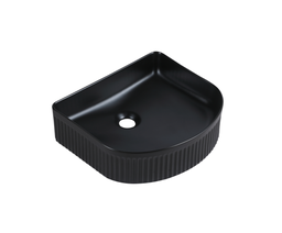 415*365*120mm Cora Above Counter Fluted Matt Black Arch Basin